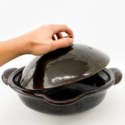 Dorakugama Kuchitsuki Kuronabe (Black Pot With Lip) (L) (3-4 People)