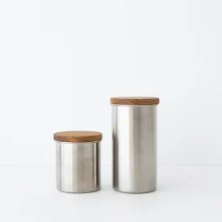Elfin Metal Canister With Wood Lid