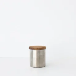 Elfin Metal Canister With Wood Lid