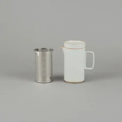 Hpm037 - Teapot Tall With Stainless Strainer Gloss Gray O 3.3/8"