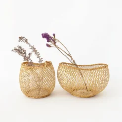 Kosuga Bamboo Flower Baskets - Mayu And Oboro