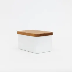 Noda Horo Enamel Butter Case With Wood Lid