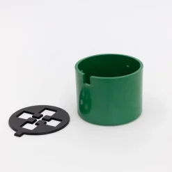 112 60'S, Plastic Ashtray With Cast Iron Lid - Green
