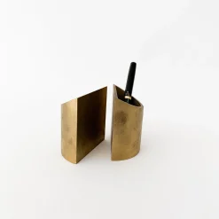 S/N Brass Vertical Pen Stand - Downward Slant (Sn021)