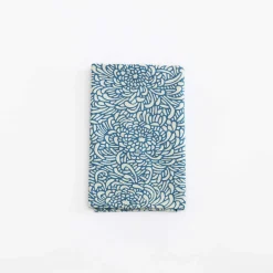 Tenugui - Teal Chrysanthamums