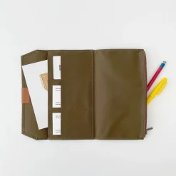 Traveler'S Notebook Cotton Zipper Olive Case